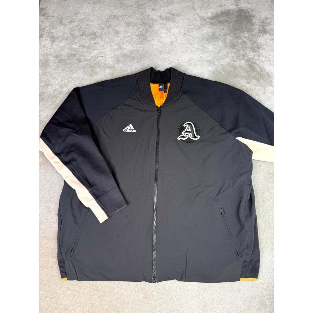 Adidas VRCT Athletic Bomber Jacket Mens 4XL Black Mesh Lined Training Full Zip